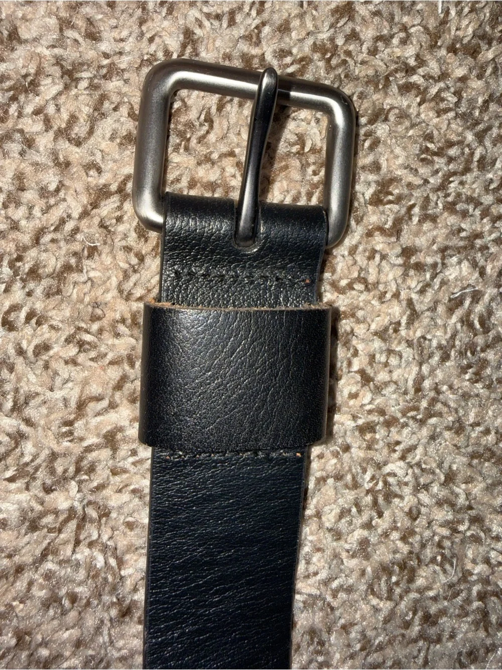 Caterpillar Black Leather Belt with Silver Buckle